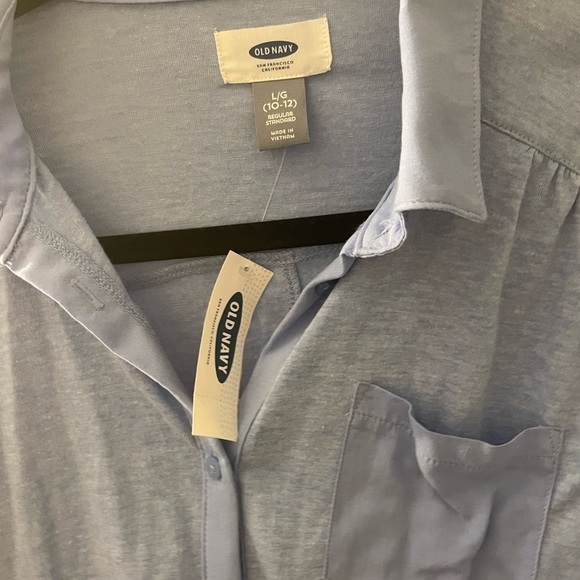 Old Navy Blue button down tie up too size L - Picture 4 of 7